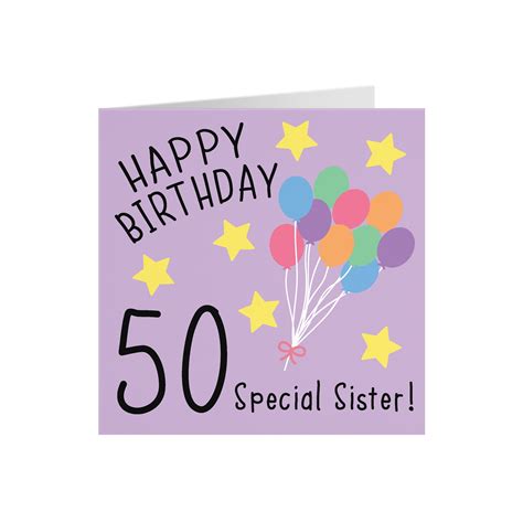 Sister 50th Birthday Card Happy Birthday 50 Special Etsy Nederland