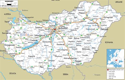 Hungary offers many diverse destinations: Detailed Clear Large Road Map of Hungary - Ezilon Maps