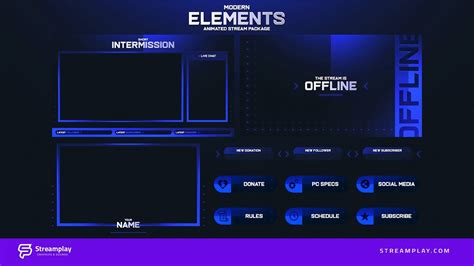 Modern Elements Animated Stream Package Twitch Overlays Youtube