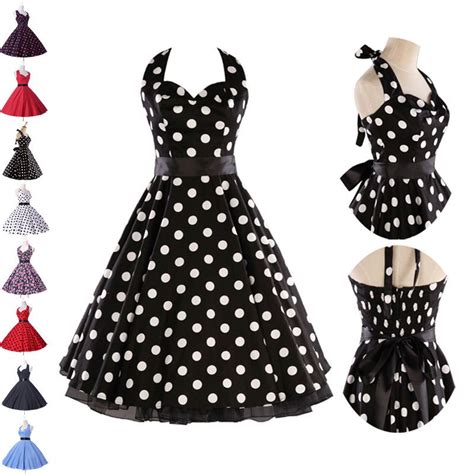 Vintage Retro Halter Polka Dot Swing 50s 60s Pinup Rockabilly Dress Grace Karin Unbranded