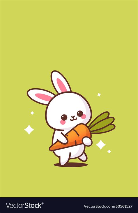 Cute Rabbit Holding Carrot Happy Easter Bunny Vector Image