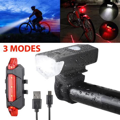 Bicycle Lights Waterproof Bike Head And Tail Light Set Usb Rechargeable