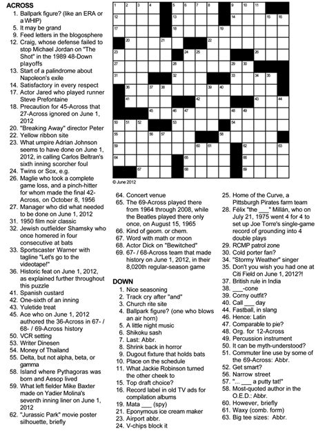 Printable Sports Crossword Puzzles Printable Word Searches