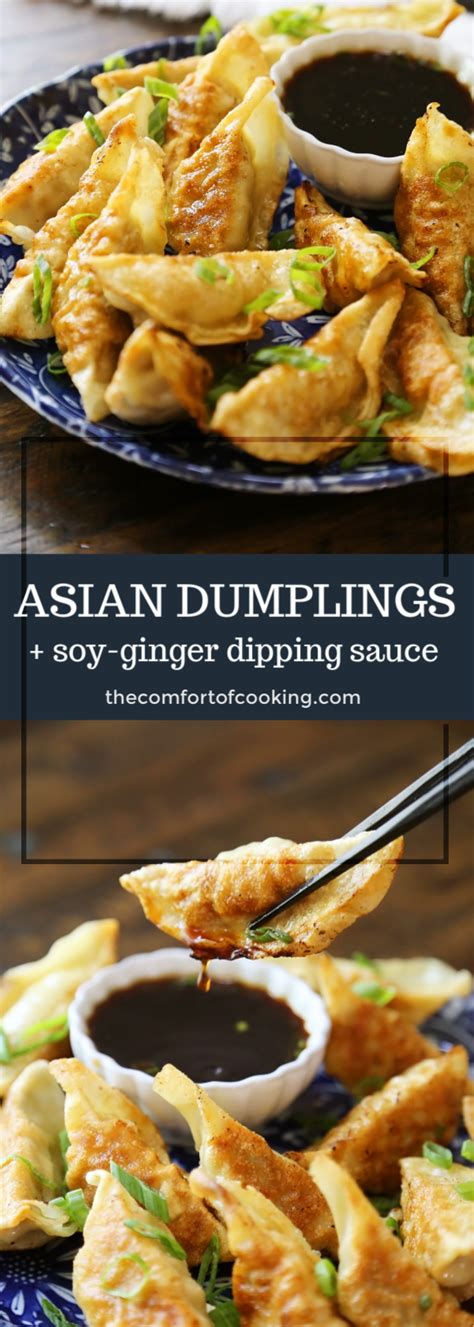 The dumpling wrappers are tender and thin, with a silky mouthfeel.print recipe at. Easy Asian Dumplings with Soy-Ginger Dipping Sauce