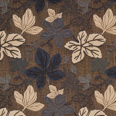 Slate Brown And Beige Leaf Foliage Damask Upholstery Fabric K3277