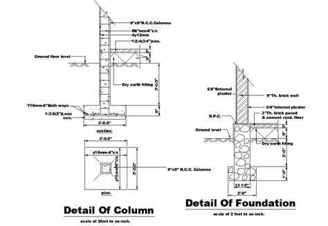 Foundation Section Detail Dwg File Cadbull