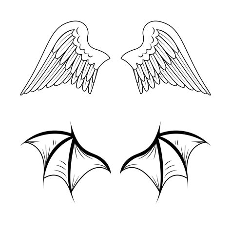 Premium Vector Angel And Demon Wings Sketch Vector Wing Feathers Of A