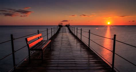 Pier Bench Sunset 5k Hd Nature 4k Wallpapers Images