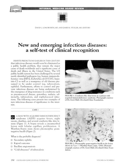 New And Emerging Infectious Diseases A Self Test Of Clinical