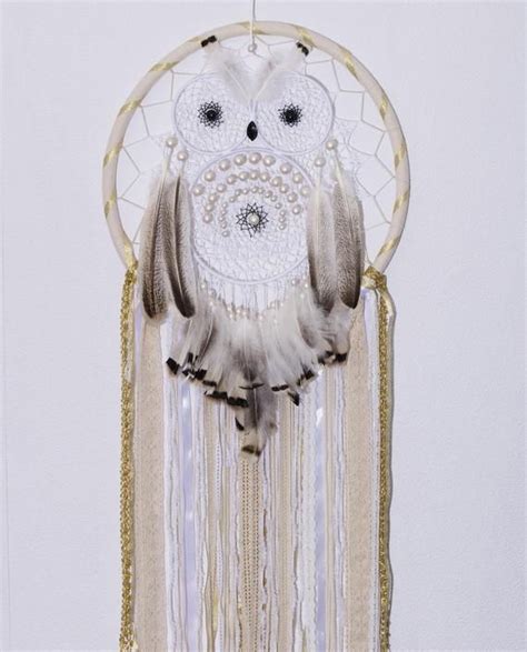 Large Dreamcatchers Owl Dream Catcher White Crochet Doily Etsy In