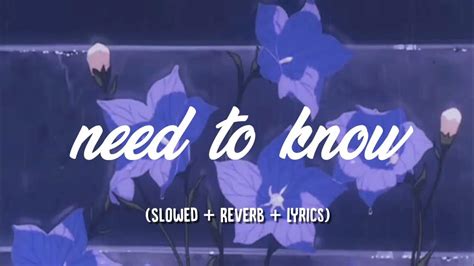 Doja Cat ~ Need To Know Slowed Reverb Lyrics Youtube