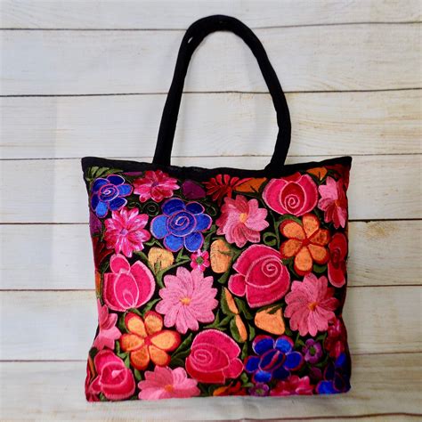 Mexican Handbag Mexican Purse Mexican Tote Bag Embroidered