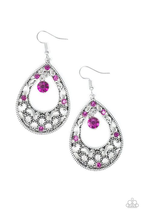 Paparazzi Earrings On Mercari Pink Rhinestone Earrings Pink Jewels