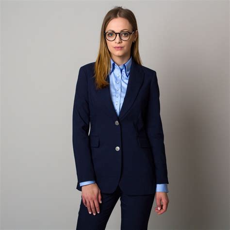 Women Suit Jacket In Dark Blue Color 12420 Willsoor