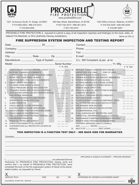 Nfpa Inspection Forms Universal Network