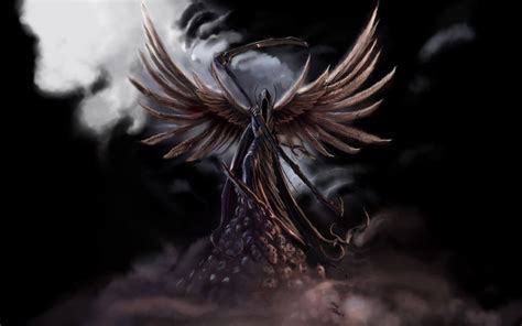 Dark Grim Reaper Horror Skeletons Skull Creepy Wings Angel