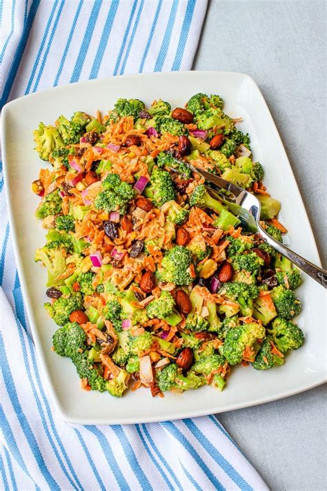Briskly stir together vinegar, sugar and mayo in a small bowl. Vegan Broccoli Salad with Smoky Almonds & Raisins ...