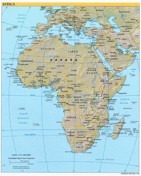 Large Detailed Political And Relief Map Of Africa Africa Large Detailed Political And Relief
