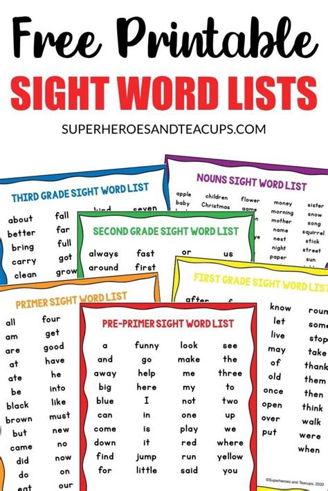 Sight Word List Printable Printable Word Searches