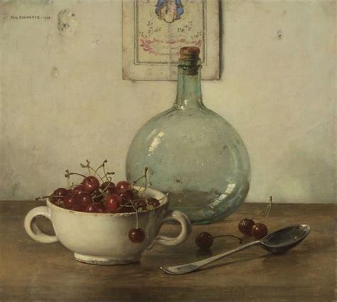 Still Life With Cherries And Green Bottle Jan Bogaerts 1935