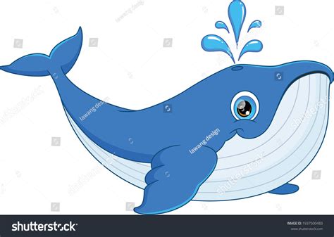 Cute Whale Cartoon Isolated On White Stock Vector Royalty Free