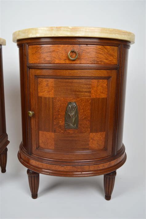 Pair Of French Art Deco Mahogany Bedside Tables Nightstands 1920s For