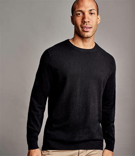 Black Mens Pure Cashmere Crew Neck Jumper Woolovers Uk