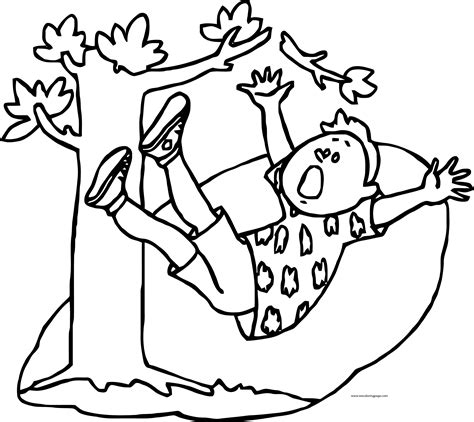 Boy Fall On Tree Coloring Page