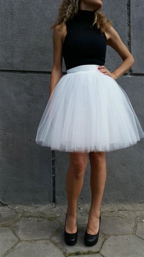 White Women Tulle Skirt Knee Length Tutu Skirt Princess Etsy In 2021