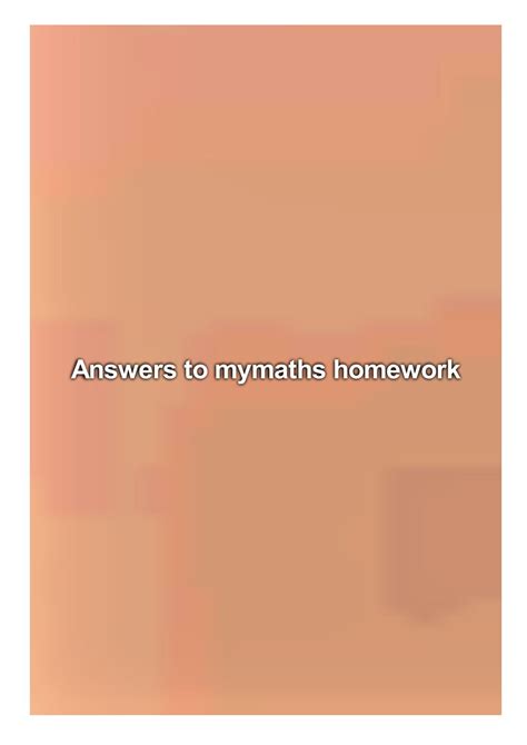 Answers To Mymaths Homework By Hoffman Kim Issuu