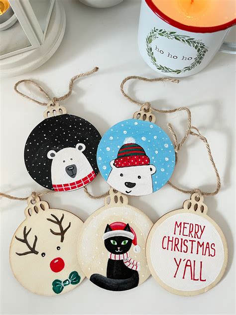 Christmas Tree Ornaments Set Of 5handmade Christmas Tree Etsy