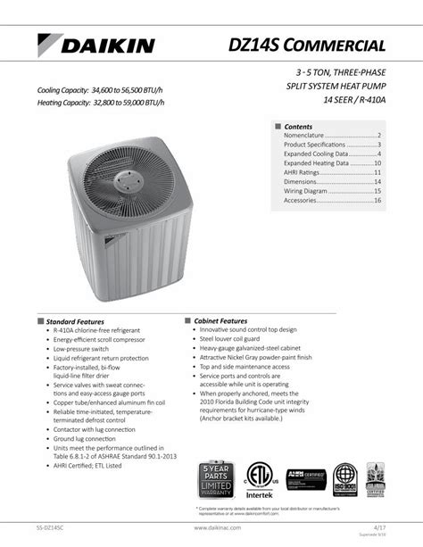 PDF DZ14S Commercial Daikinac Com SYSTEM HEAT PUMP 14 SEER R 410A