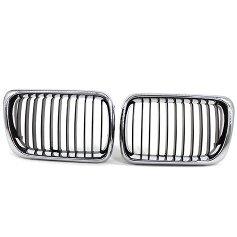 2pcs Car Grille Gloss Black Front Bumper Hood Kidney Grille For Bmw E36