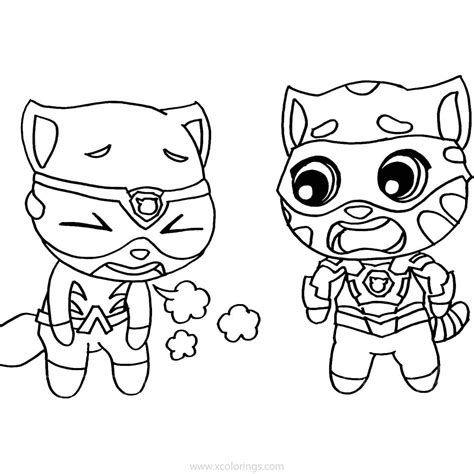 Talking Tom Heroes Coloring Pages Superhero Tom And Angela Coloring