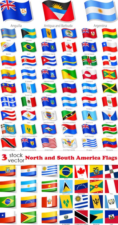 Vectors Set North And South America Flags Herogfx Graphic Design
