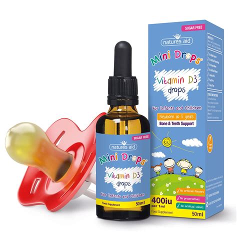 Natures Aid 3 Months 5 Years Vitamin D3 400iu Mini Drops For Infants
