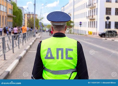 Russian Police Patrol Officer Of The State Automobile Inspectorate