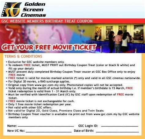 How long do i have? Get ur FREE GSC MOVIE TICKET when ur birthday !!! | i ...