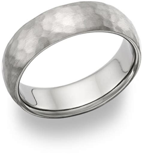 Hammered Titanium Wedding Band 