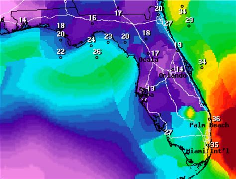 Hurricane Matthew Wind Speed Forecast For Central Florida Orlando