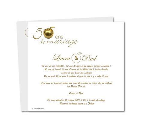 Images anniversaire de mariage 50 ans. Carte d'invitation anniversaire de mariage 50 ans Pomme d'or | Carte anniversaire de mariage ...