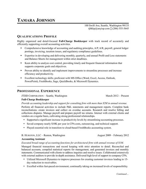 See professional examples for any position or industry. Bookkeeper Resume Sample | Monster.com
