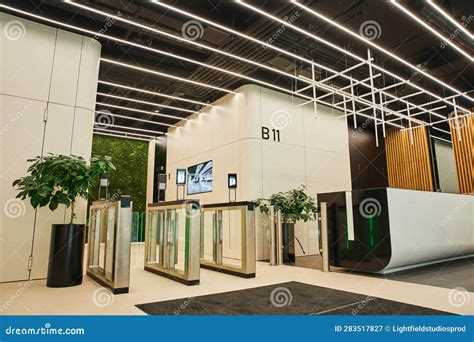 Entrance Of Office Center Spacious Lobby Stock Image Image Of