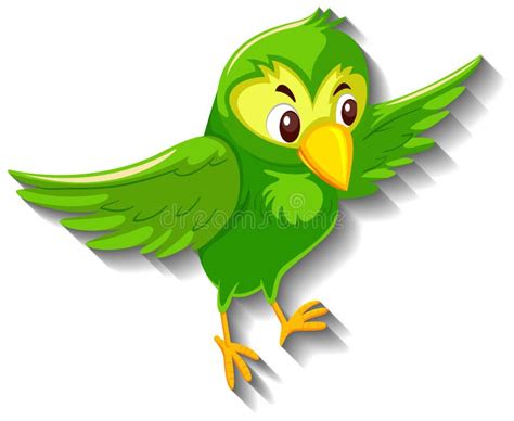 Cute Green Bird Cartoon Character Stock Vector Illustration Of Flying