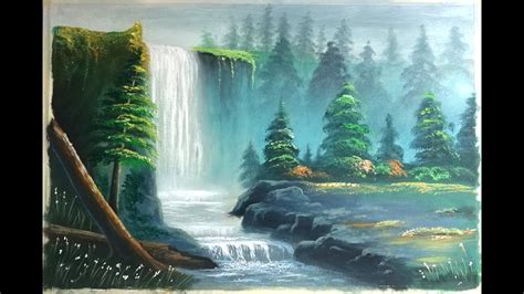 Beautiful Waterfall Landscape Scenery Drawing