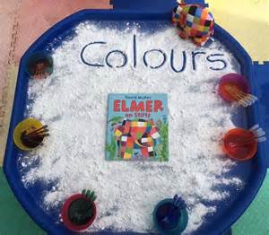 This was really popular | Elmer the elephants, Tuff tray, Color activities