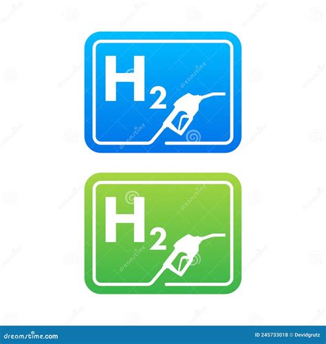 Hydrogen Car Station, H2 Gas. Renewable Eco Energy. Vector Stock