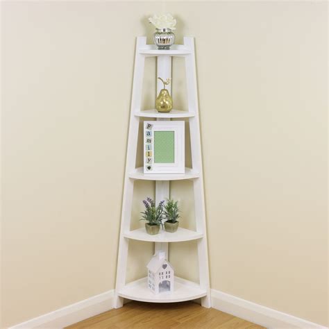 Perfect for my small bathroom. White 5 Tier Tall Corner Shelf/Shelving Unit Display Stand ...
