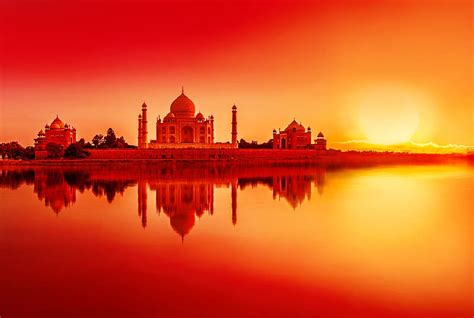 1080p Free Download Taj Mahal India Fiery Sunset Bonito