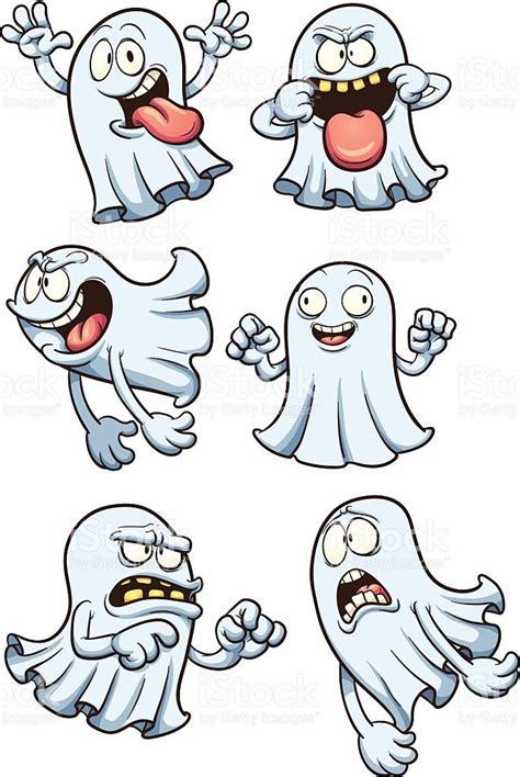 Cartoon Ghosts Vector Clip Art Illustration With Simple Gradients
